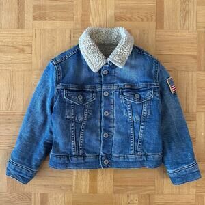Ralph Lauren Kids Fleece-Lined Trucker Jacket USA Flag Size 3T